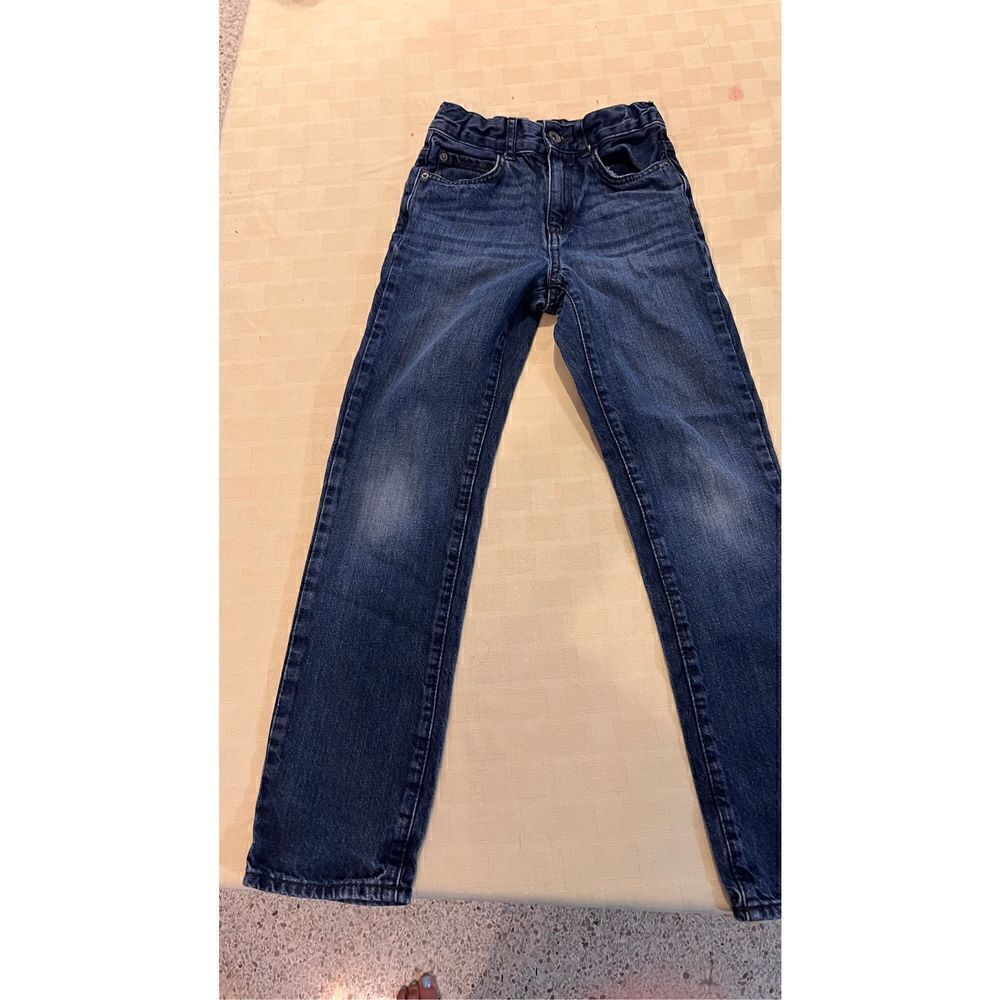 Place Kids Elastic Waist Pocket Straight Leg Denim Blue Jeans Dark Wash Size 10S